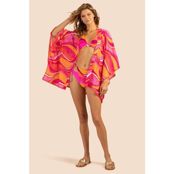 NEW Trina Turk Womens Vivid Vista Fringe Kimono Swimsuit Coverup One Size $152 - Picture 4 of 7